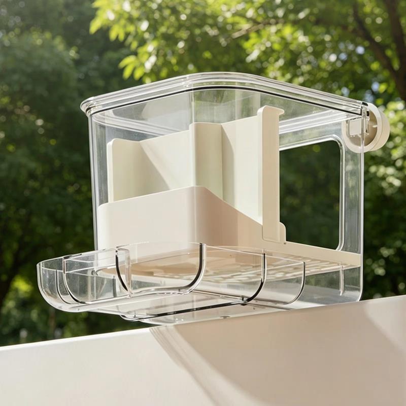 Transparent Bird Feeder Automatic Seed Dispenser for Parakeets Finches Small Pet Birds Hanging Food Cup 4