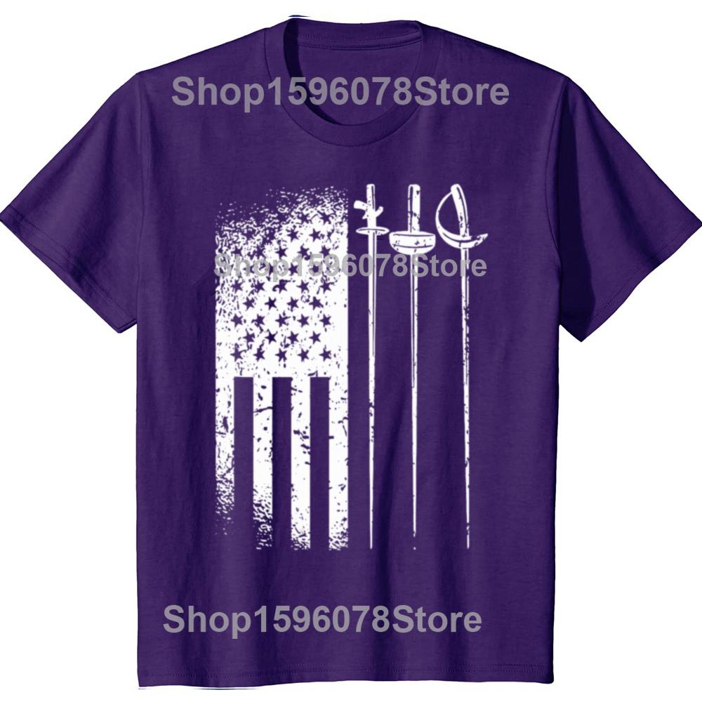 

Смішні Американські Фехтування Прапор США Фехтувальник Футболки Чоловічі Чиста Бавовна Гумор Вуличний Одяг Футболка З Коротким Рукавом Унісекс Вільний Одяг 4XL