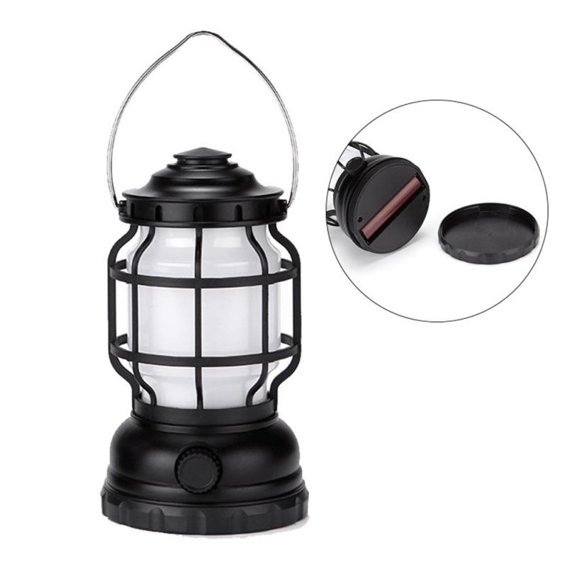 Portable Outdoor Camping Lantern Multifunctional Ip44 Waterproof Usb Rechargeable Retro Lamp
