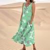 Women's Summer Casual Fashion Flower Printed Sleeveless  Pocket Dress