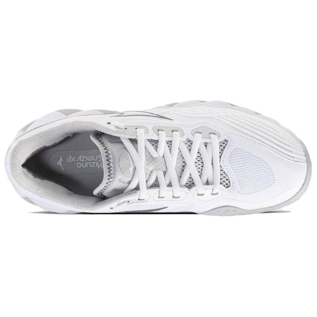 Mizuno Wave Enforce Tour 2 Bequeme Passform Stoßabsorption Strapazierfähig Niedrig geschnittene Tennisschuhe Damen Sneaker Weiß Silber-Grau 61GA260103