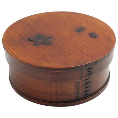 Miyoshi Lacquerware Honpo Magewappa Bento Box Round Bento Box 1 Tier 600ml Cherry Blossom Lacquered Natural Wood Children Women Women