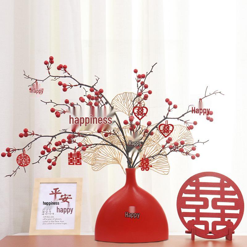 

Red Berry Bonsai Scene Ornament for Wedding and Living Room Decor