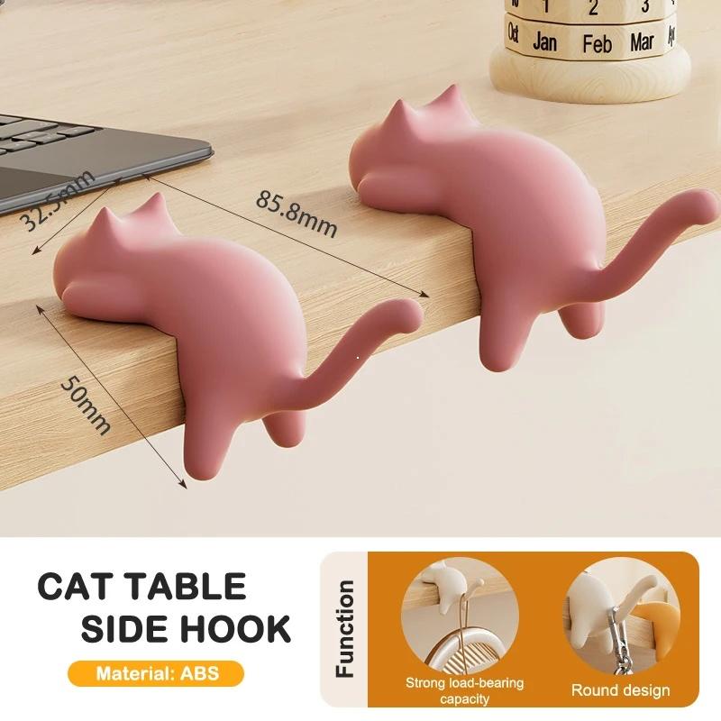 2 Piece Cat Backpack Hook Office Desk Hook No Marks No Punching Multi Functional Hook on Student Desk Side