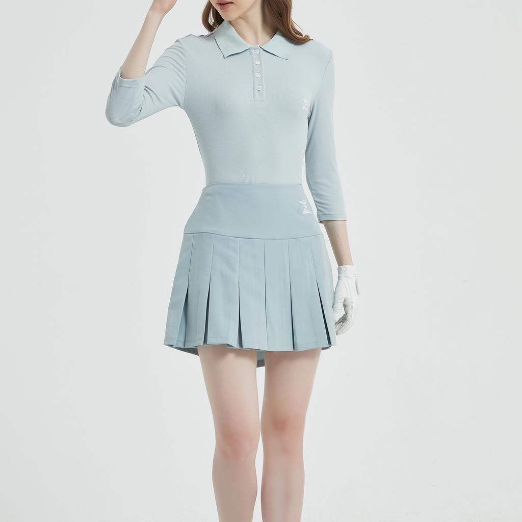 E.PARCA Vertical Pouch Pleated Skirt (Sky Blue)