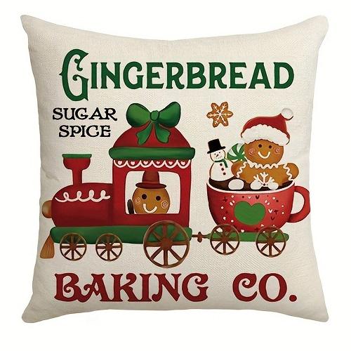 Festive Gingerbread & Hot Cocoa Christmas Pillow Covers: Baked for Yuletide Cheer! Sofas, Bedroom Pillow Covers, Holiday Gifts