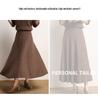 Women's High-Waisted Cashmere Pleated A-Line Skirt - Autumn/Winter Korean Style, Solid Color, Casual Wear
