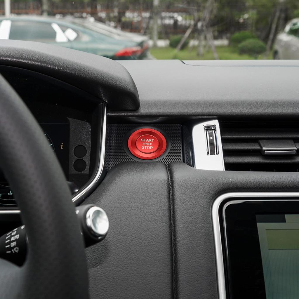 TOMALL Aluminum Engine Start Stop Push Button Ring Compatible with Land Rover Discovery Sport 5 Range Rover Jaguar XJ XF XE F-Type F-Pace XJR XFR Car