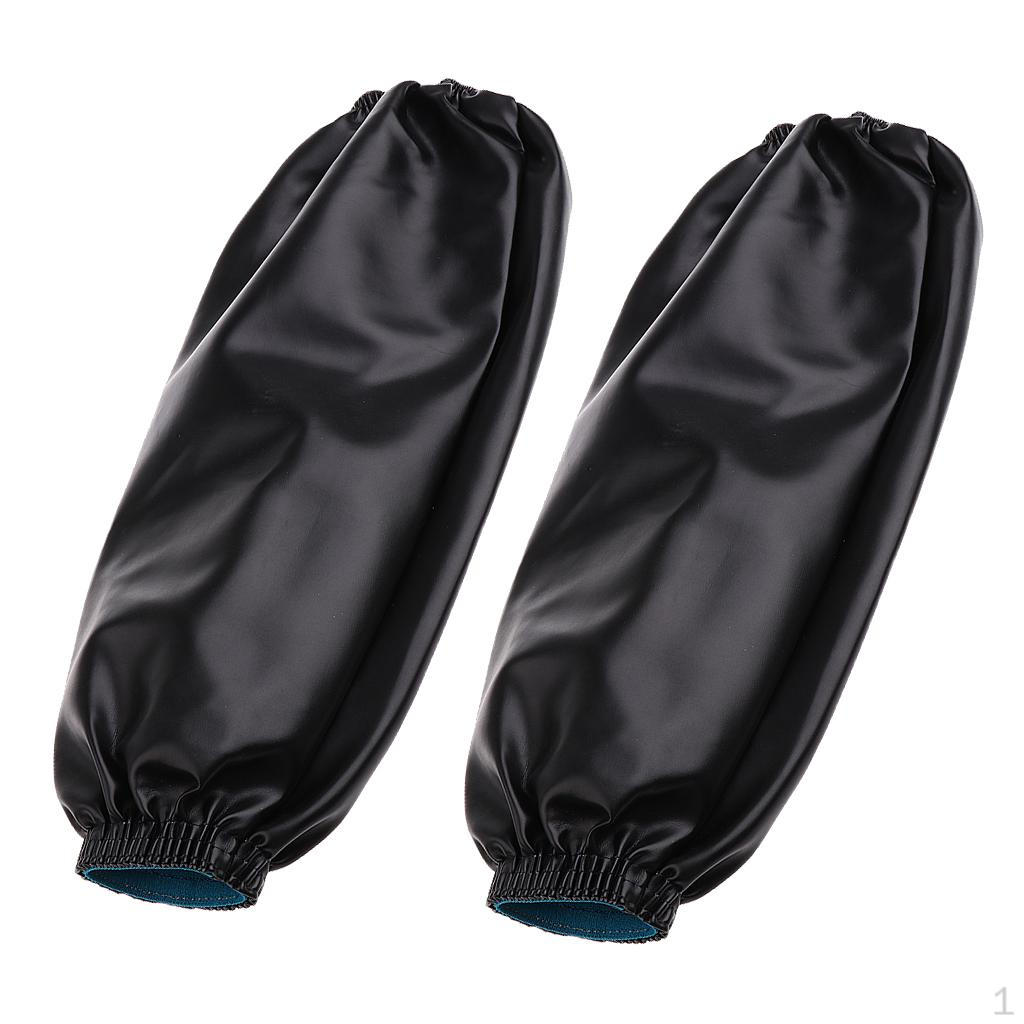 

1 Pair of Cooking Oversleeves Leather Waterproof Sleeves for Kitchen Black
