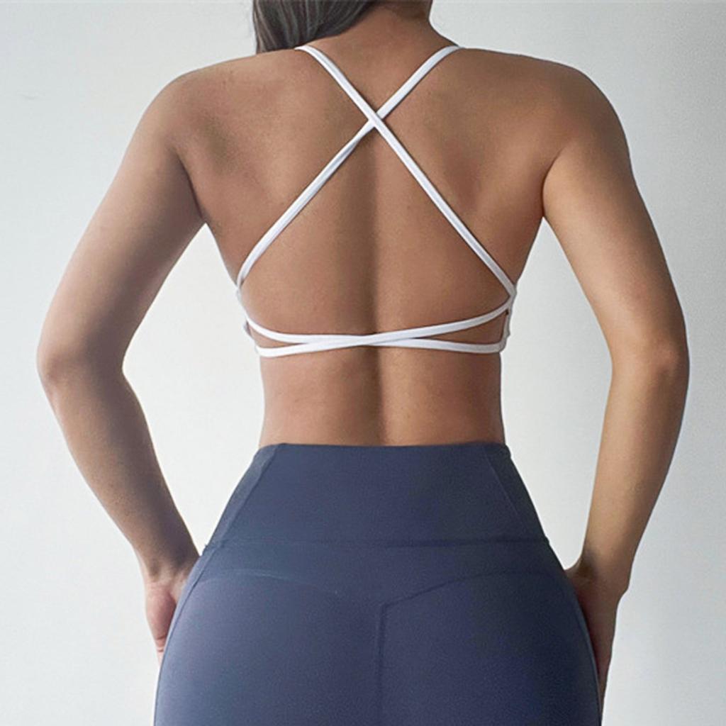 Damen Sport-BH Gepolstert Überkreuzter Rücken Rückenfrei Sport-BH Für Yoga Fitness