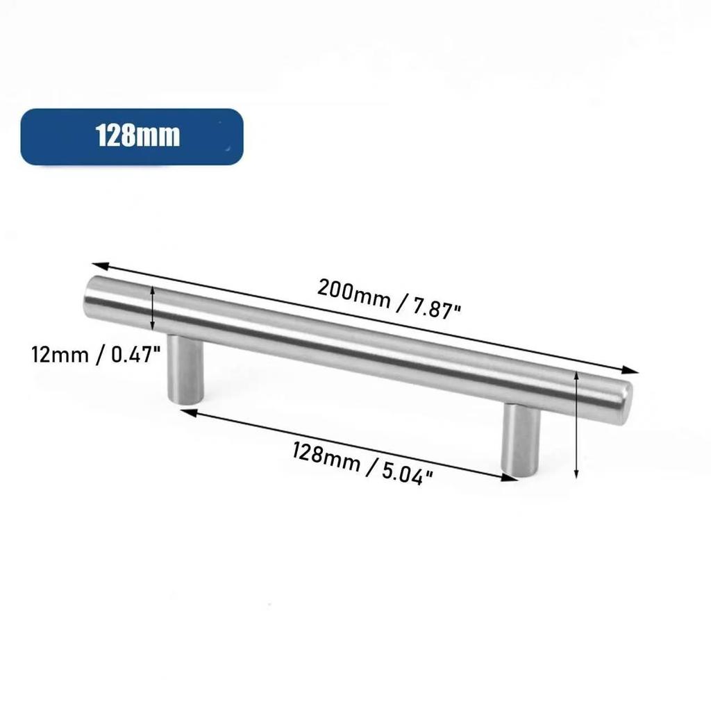 10pcs Stainless Steel Kitchen Cabinet Door Handle, Brushed Steel T Handle for Wardrobe Door Kitchen Drawer Door Handle