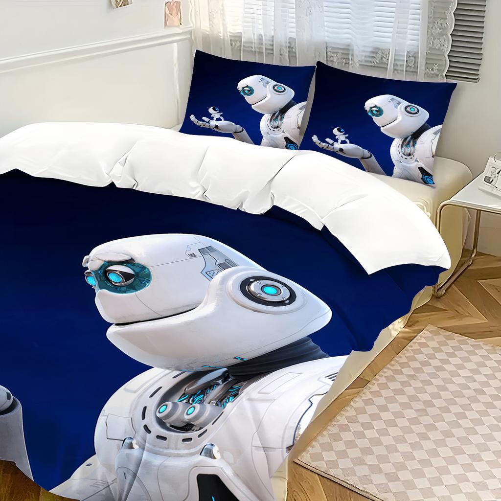 Game Duvet Cover Cute Space Robot Pillowcase Bedding Set Adult Boy Girl Bedroom Decoration Gift Single Double Large Size