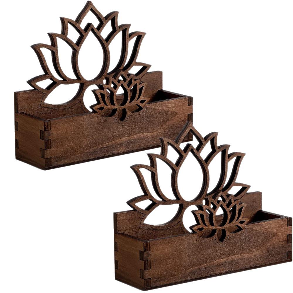 Lotus Shape Tissue Box Holder Wooden Napkin Stand Fashion Card Storage Box Office Desktop