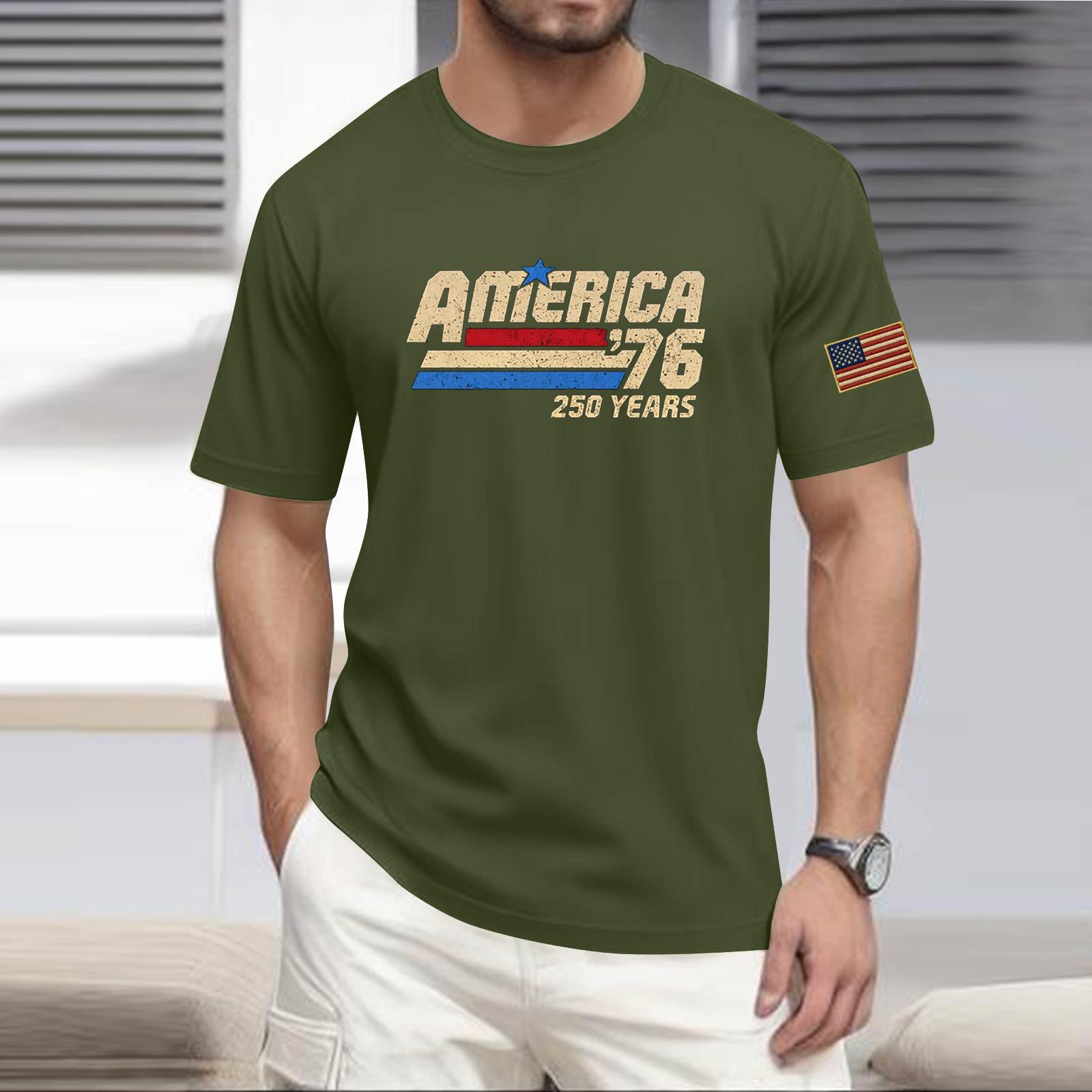 Men s Casual Round Neck Lightweight Short-Sleeve Top L армия зеленый