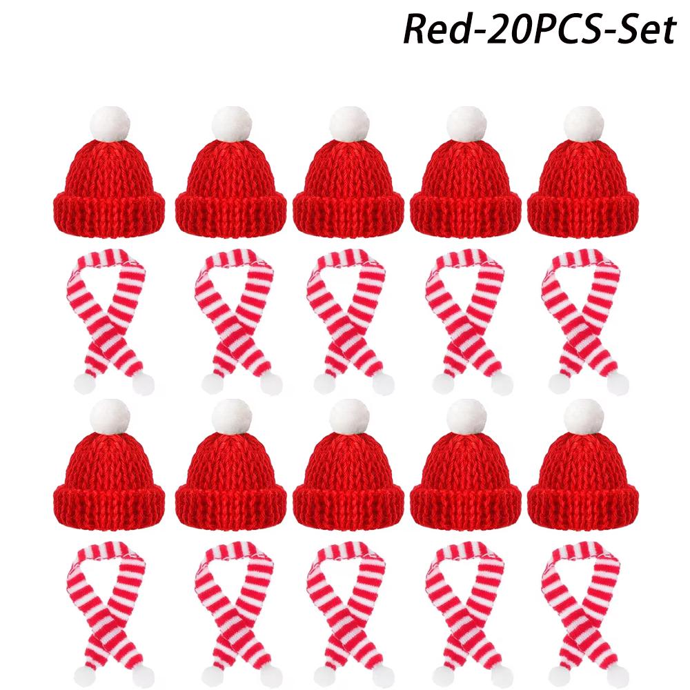Mini Christmas Hat Mini Scarf Red Green Christmas Color Hanging Finger Hat Lollipop Bottle DIY Christmas Party Decoration