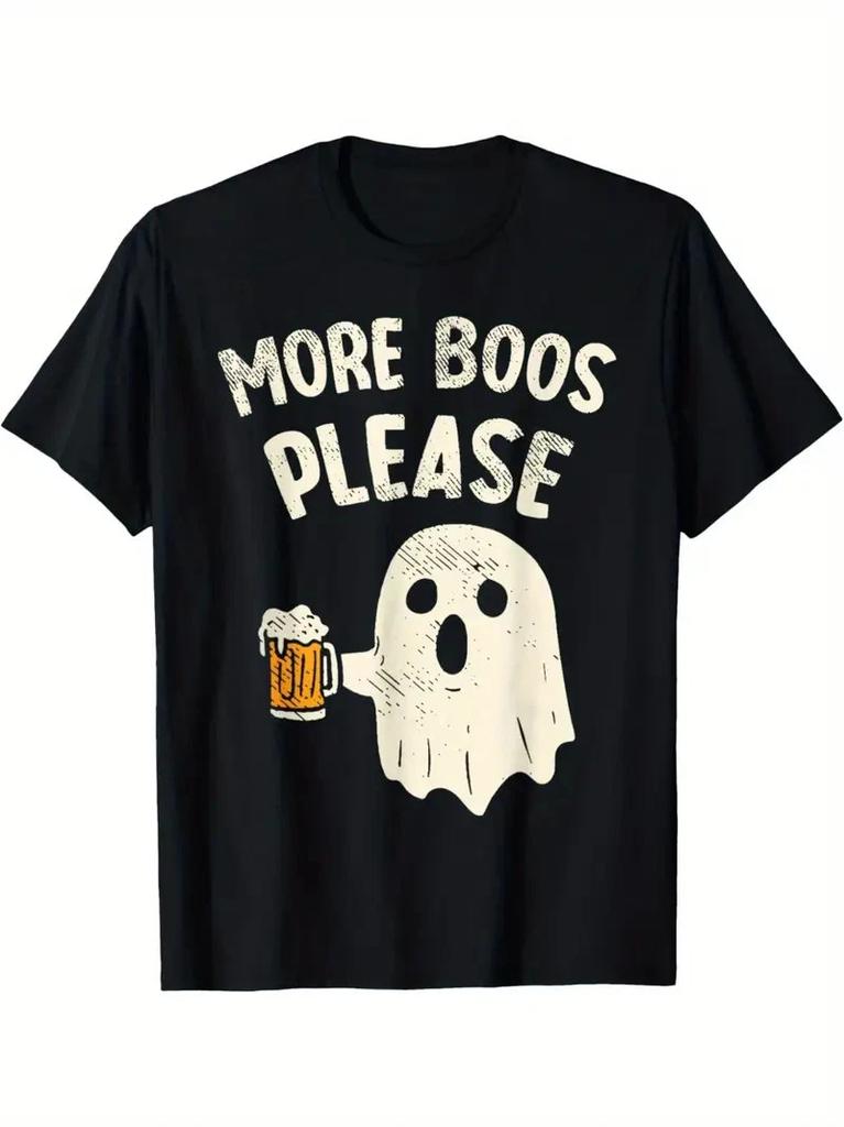 Retro More Boos Please Ghost Beer Halloween Costume Men Boys T-Shirt
