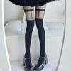 Japanese Lolita Heart-Trim Lace Tights - Black Silk Stripe Socks for Women, Spring/Summer