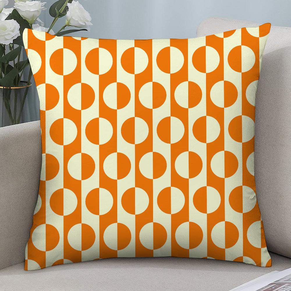 Orange Geometric Pillow Case 3D Print Polyester Fiber 40*40 cm Home Sofa Throw Pillow Cover Decoration Festival Gift