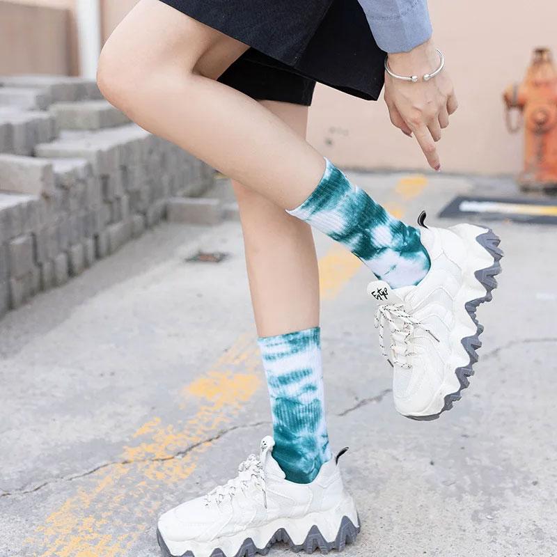 ABIF1 Long Tube Tie Dyed Hook Socks, Explosive Street Wear, Trendy and Fashionable Socks, Unisex Skateboarding, Sports, Leisure, and F