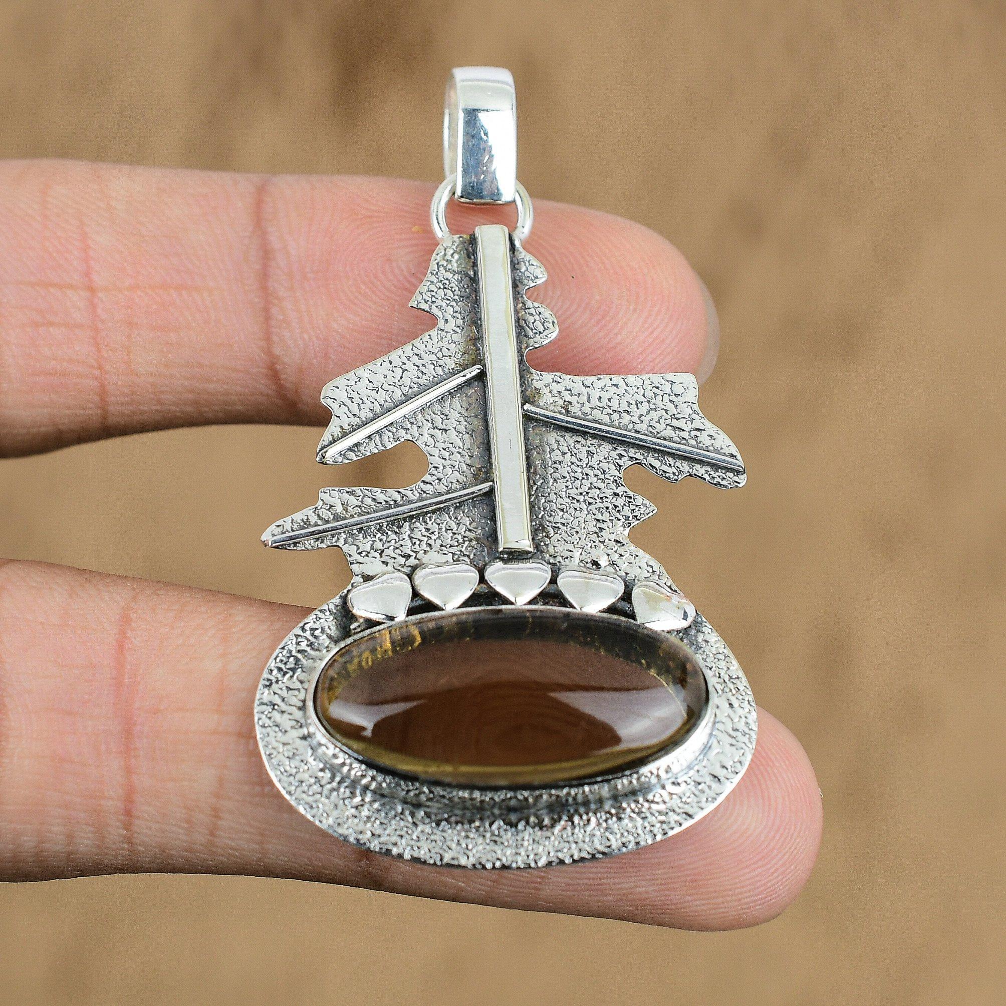

Wedding Gift For Her 925 Sterling Silver Natural Smokey Quartz Gemstone Pendant