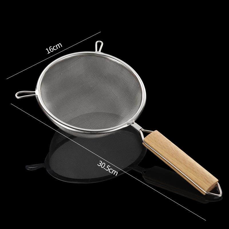 Kitchen Multi-functional Strainer Stainless Steel Filter Spoon with Wooden Handle Fried Food Gadgets Tool Wire Fine Mesh