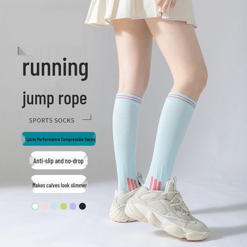 Professional Grade Long Compression Socks for Yoga, Fitness, Sports, Jump Rope, and Pilates with Non-Slip Design