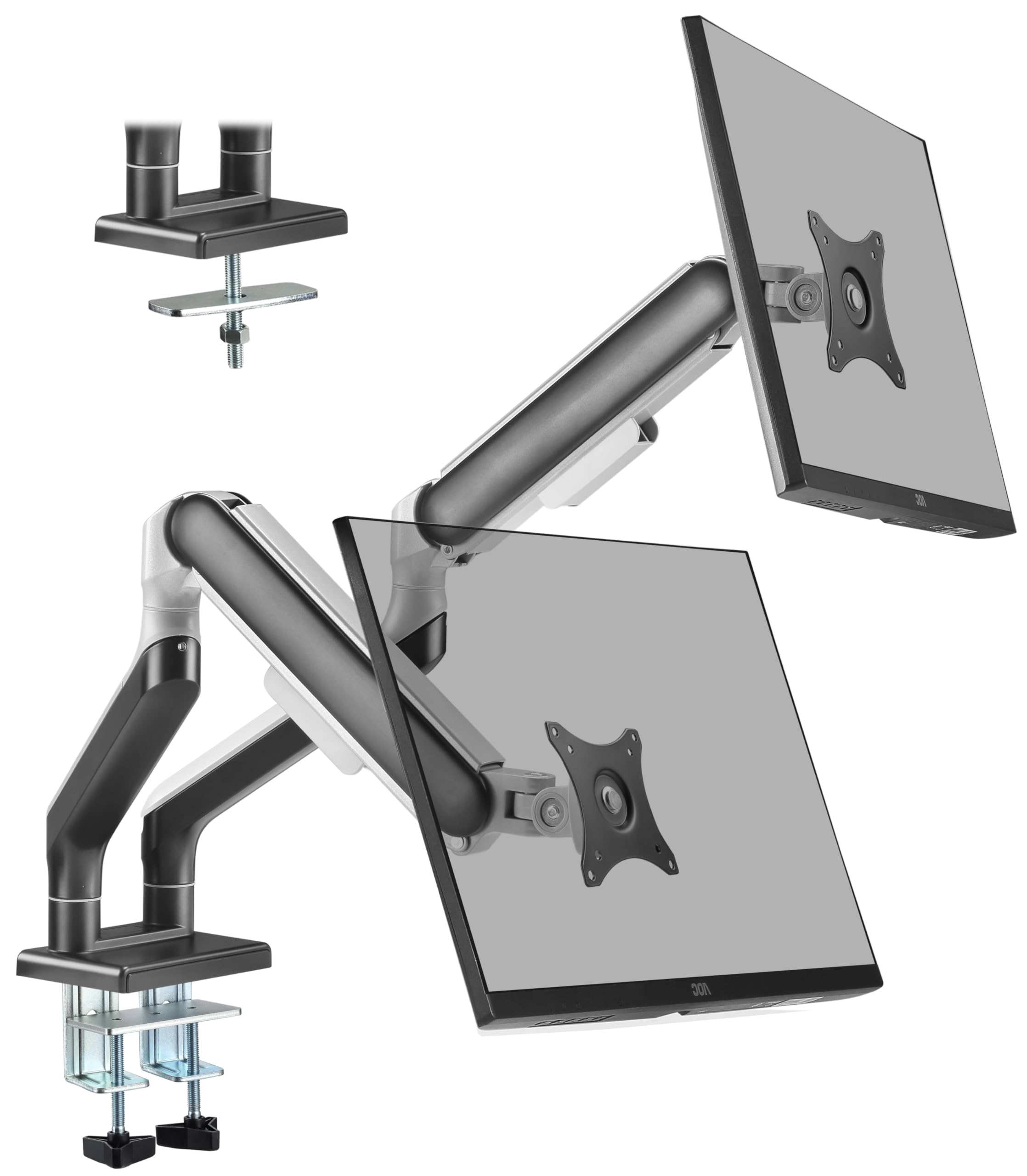 

ETHU Сверхпрочный кронштейн для ПК с поддержкой 15 кг, двойной кронштейн для ЖК-дисплея с 2 экранами, совместимый с дюймами VESA 75x75 мм 100x100 мм 17-35 чёрный