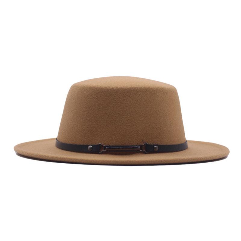 New women's flat-top woolen hat, men's autumn and winter thermal hat, jazz hat, British retro top hat