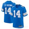 Mens NFL Detroit Lions Football Jersey Hutchinson 97 St. Brown 14 26 Blue Embroidered Team Sport Shirt Short Sleeve