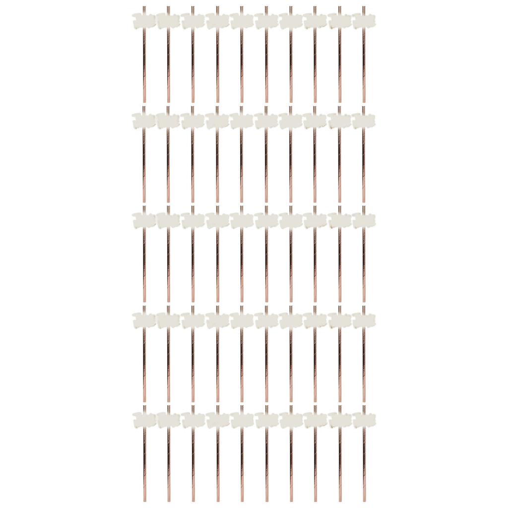 50Pcs Rose Gold Straws Rose Gold Durable Nontoxic Paper Elegant Design Gold Paper Straws with Cards Stickers