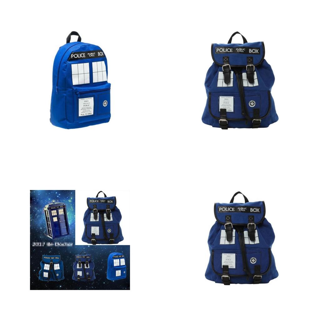 Doctor Who Tardis Canvas Backpack Stylish Shoulder Bag Large Capacity Slouch Purse