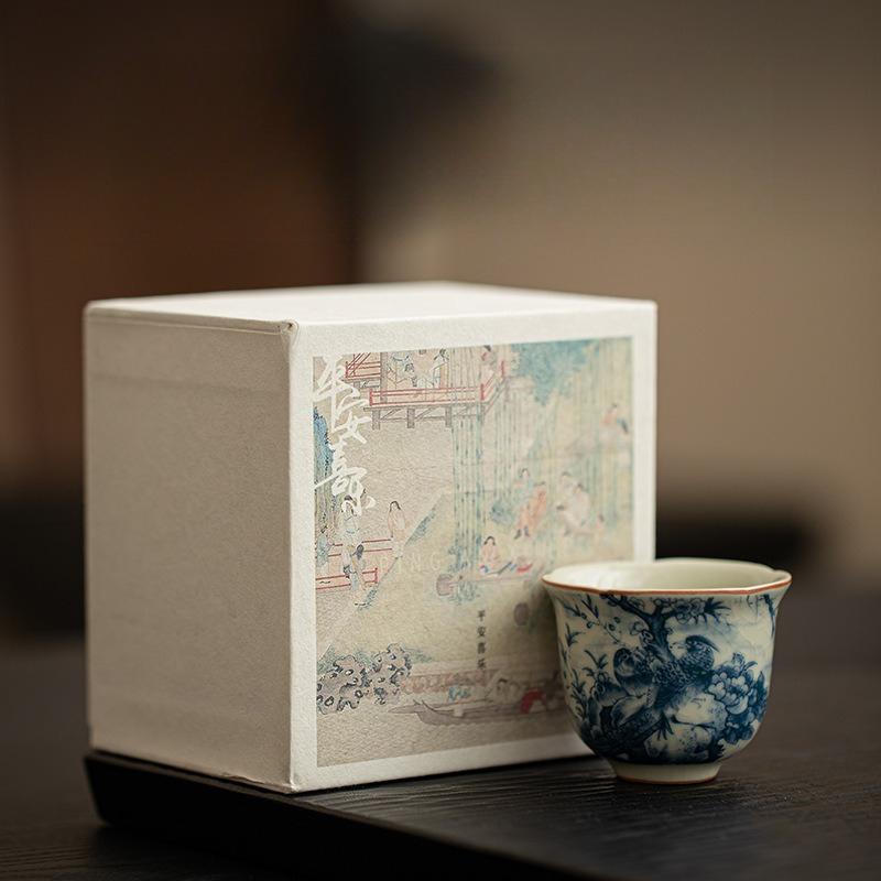 Birds Ru Klin Porcelain Teacup Chinese Kung Fu Gongfu Master Cups Ceramic Tea Bowls Tea Ceremony Teaware Set Household Drinkware