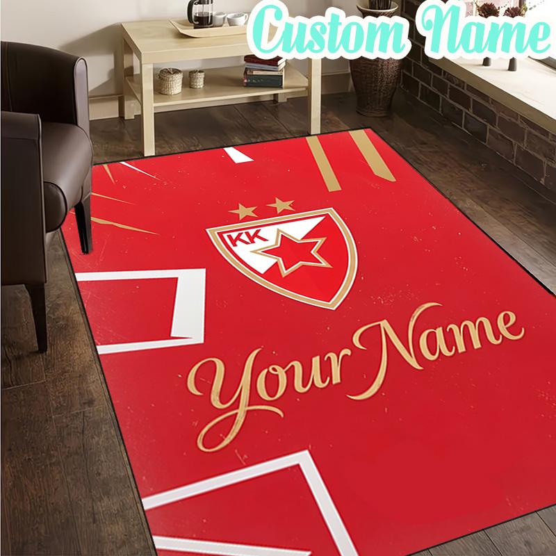 Custom Name FK Crvena Zvezda  Rug, Office Rug, Chair Rug, Carpet for Living Rooms, Doormat Game Rug Home Decor Christmas Gifts