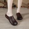 New Genuine Leather Breathable Casual Women's Sandals National Style Soft Sole Comfortable Breathable Slippers Hollow Mother's Shoes