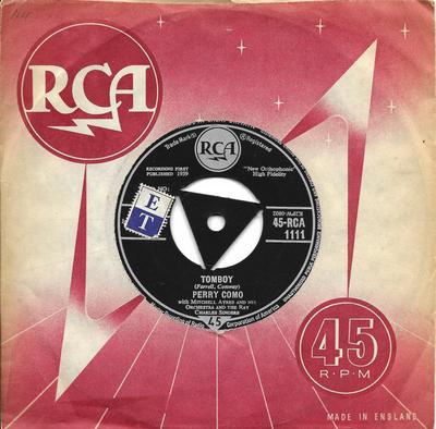7inch Record PERRY COMO - Tomboy / Kiss Me And Kiss Me And Ki 45RCA1111 RCA 1959 UK Pop Used