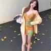 Pure desire retro vacation style suspender skirt children's summer new V-neck irregular cycle contrasting color printing dress