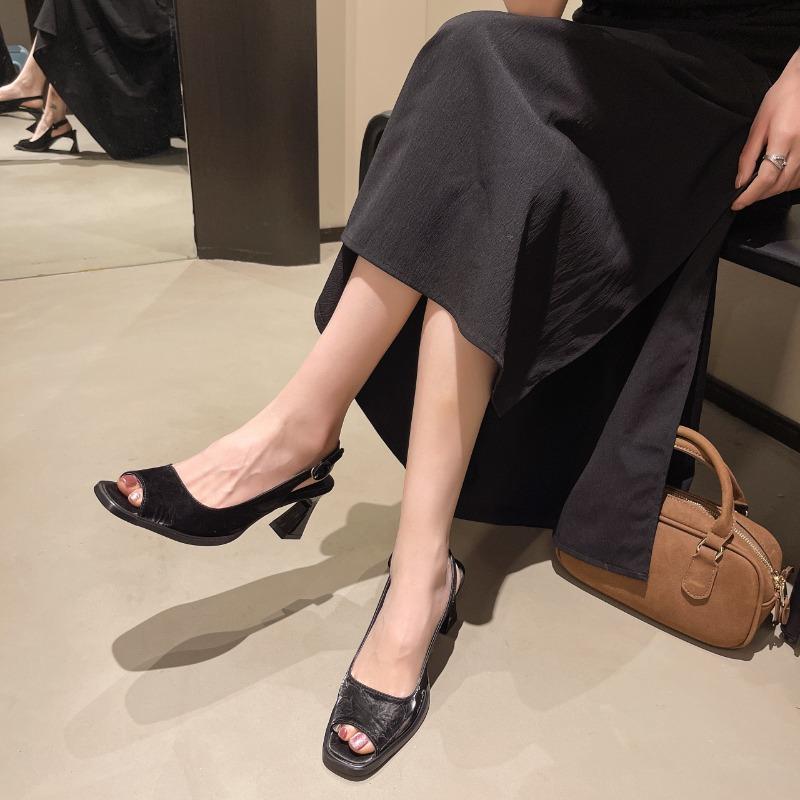 Fashion Roman Sandals High Heels Clear Shoes 2025 Women's Open Toe Gladiator High-heeled  New Peep Fashion Girls Summer Retro Pumps