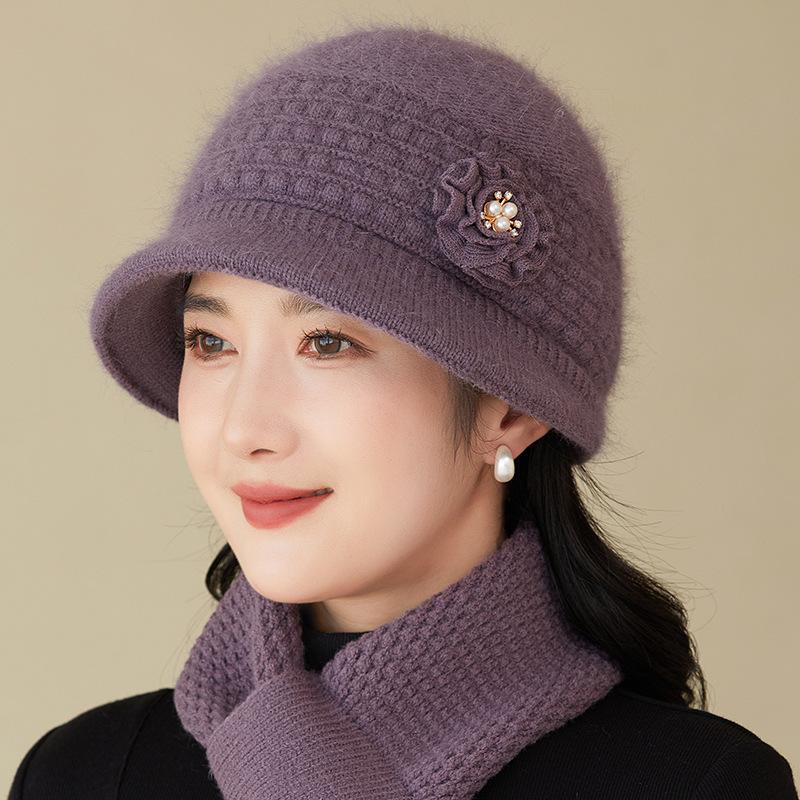 

Зимняя бархатная вязаная шапка для мам, людей среднего и пожилого возраста, модная плюшевая шапка, теплая шапка