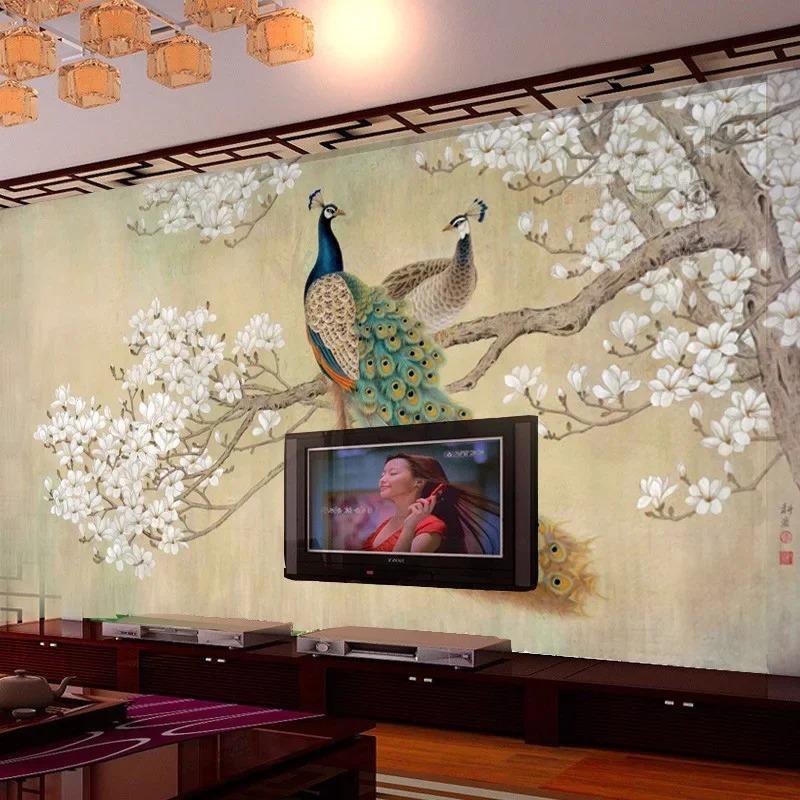 Modern Murals 3d Stereo Peacock Photo Wallpapers Living Room Background Wall Papers Home Decor