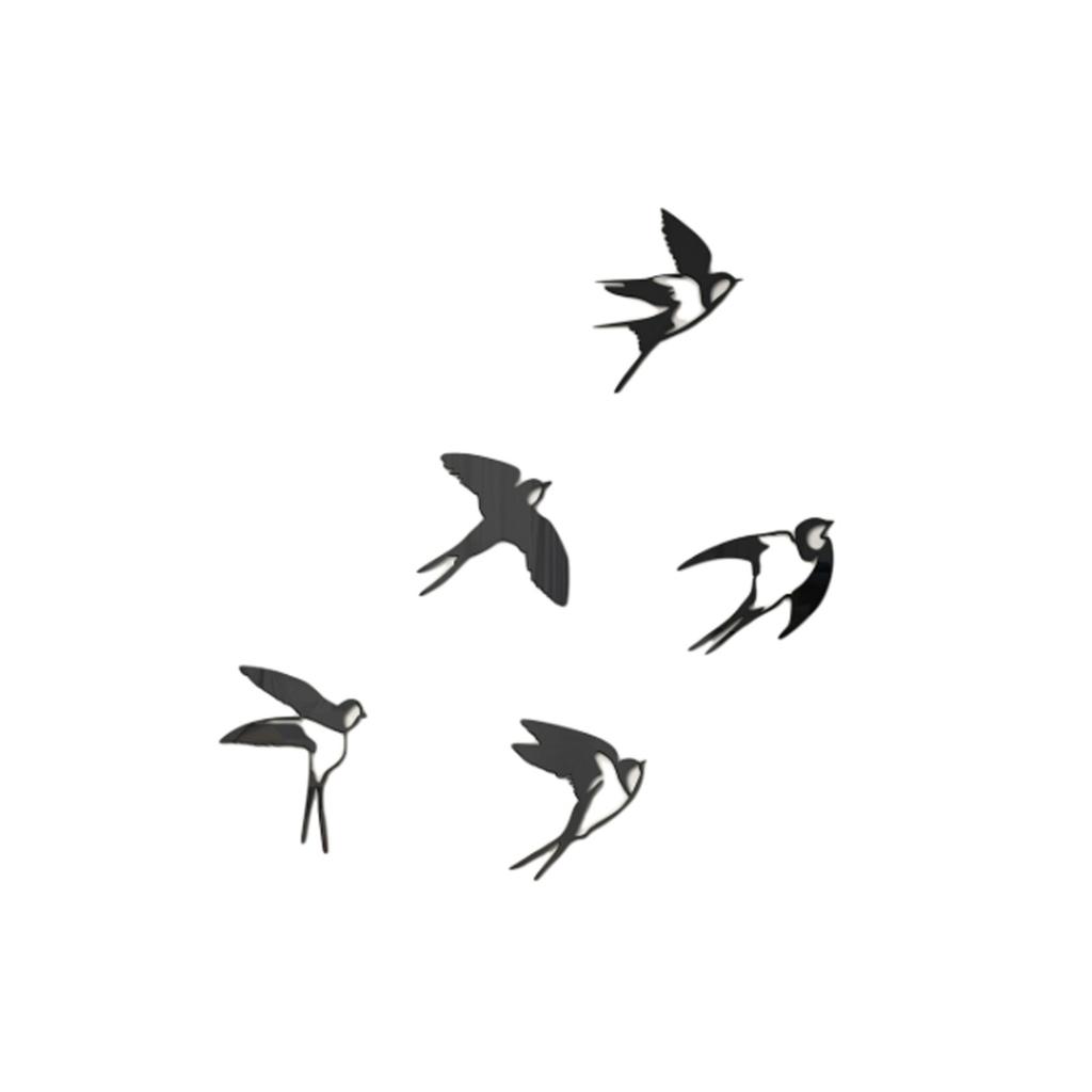 Acrylic Mirror Bird Wall Stickers Self Adhesive Mirror Wall Decor Removable for Living Room Bedroom Bathroom Decoration