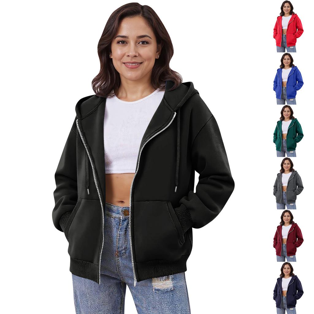 Women's Off Shoulder Zipper Hoodie Sweatshirt  Fashion Clothing Casual Jacket