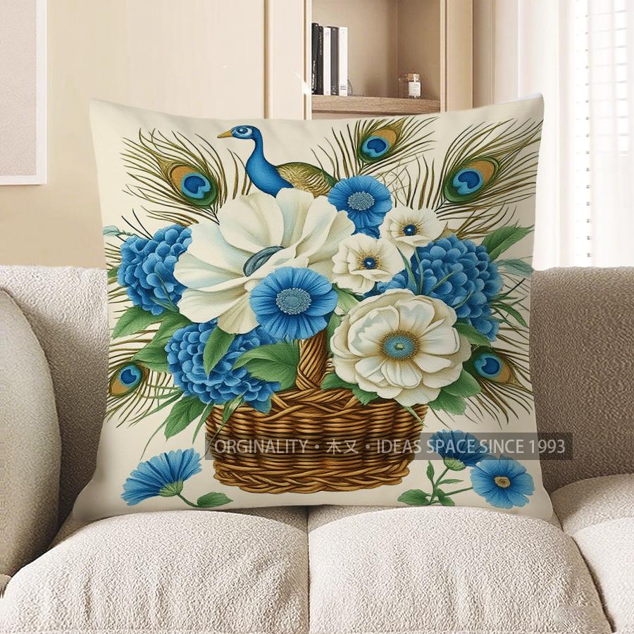 

Home Decor Peacock & Roses: Elegant Digital Printed Pillow Pattern Cushion Cover Suitable For Sofa Bedroom Car Pillow Cover 40x40cm