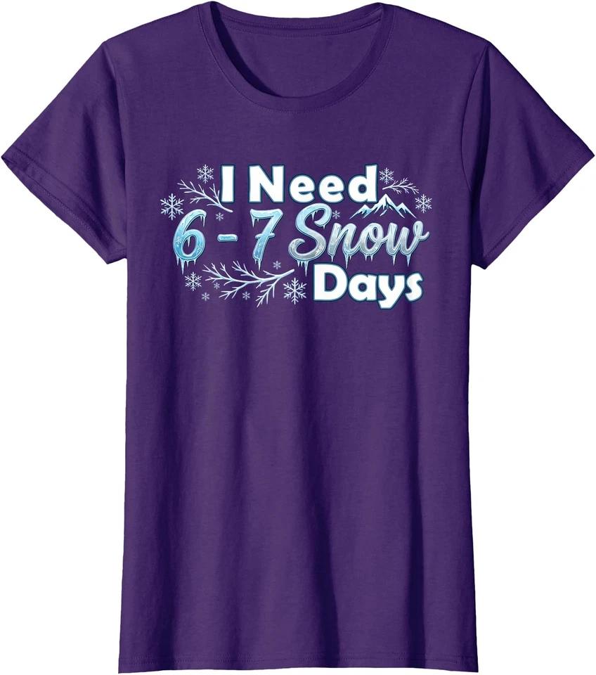 I Need Six or Seven Snow Days Funny 67 Meme Ladies  V-Neck Tshirt S