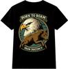 Born To Roam Iron Instinct Eagle Wild Boar Emblem Crest Art Graphic T Shirt.