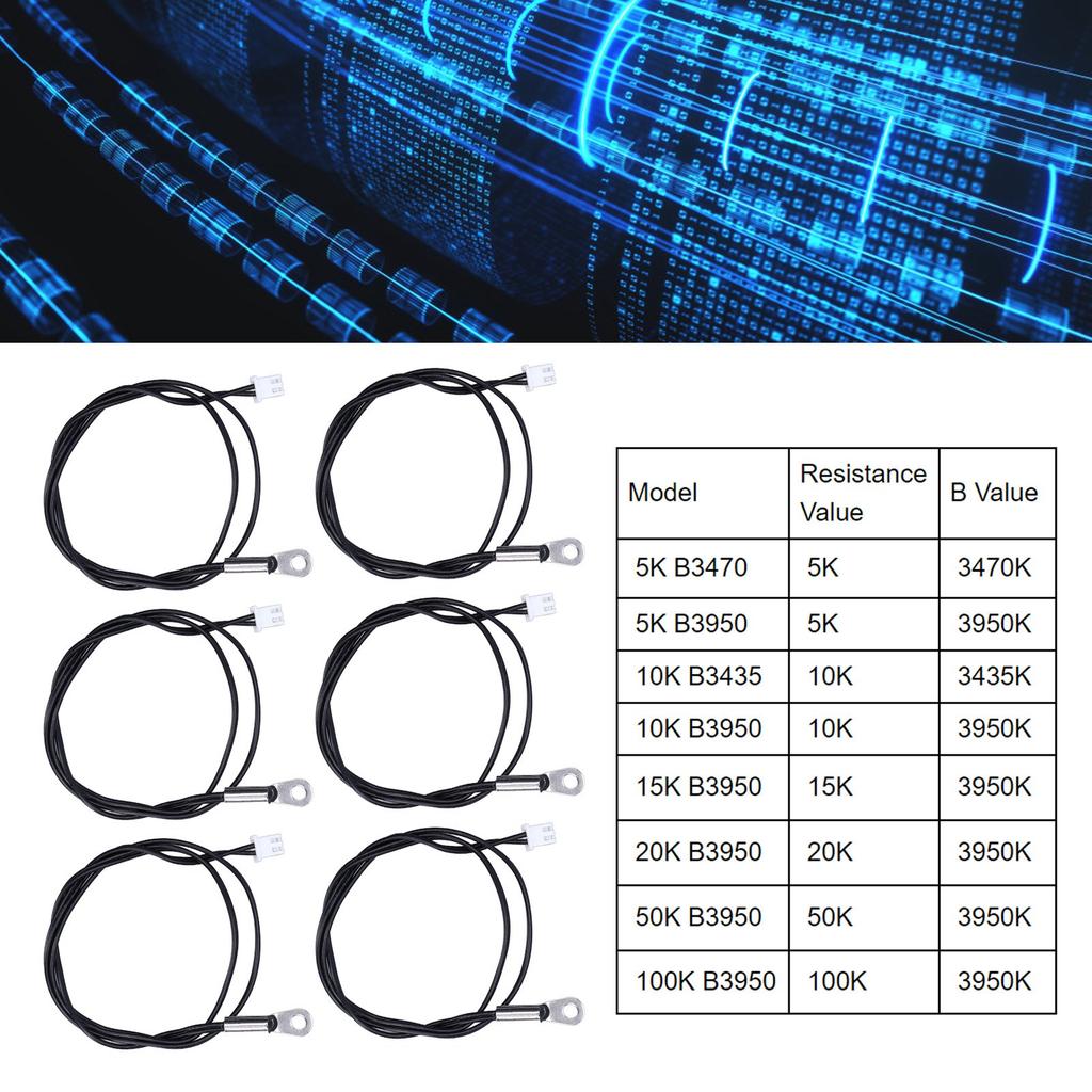 10Pcs Thermistor Temperature Sensor Probe Round Lug Cold Pressed Terminal Connector 500mm