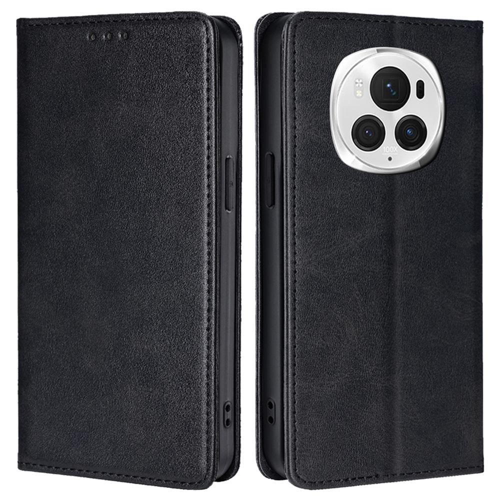

For Honor Magic6 Pro 5G Case Anti-Scratch Stand Leather Wallet Phone Cover Black