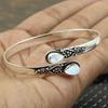 Vintage Ethnic Style Inlaid Imitation Natural Stone Bracelet Elegant Open Adjustable Bracelet Women Party Jewelry