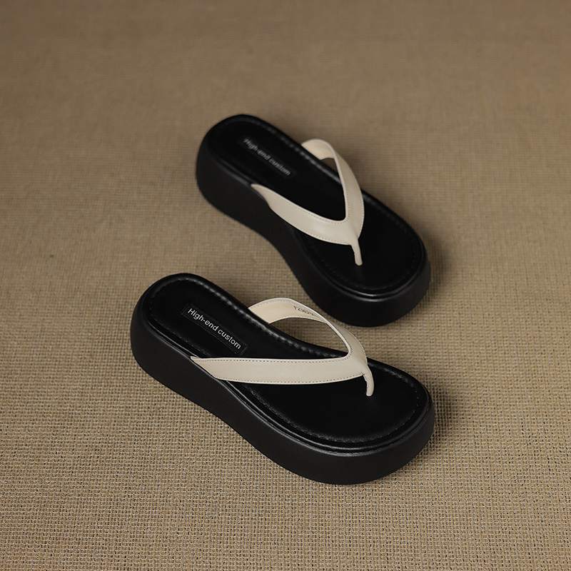 

Krazing Pot suede Summer Size 40 European Design Thick Bottom Flat Platform Women Flip Flops Sandals 35 слоновая кость