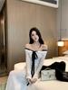 Elegant One-Shoulder Knit Dress for Women - Autumn/Winter 2026 French-Inspired Long Base Layer