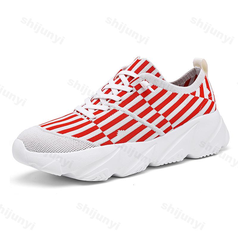 Fashion 2025 Autumn New Men's Strip Design Fashion Casual Low Top Thick Sole Shoes Fly Weave Breathable Mesh Comfortable Chunky sneakers